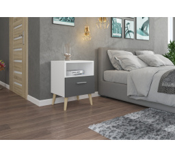 Noční stolek se zásuvkou LOGAN White+Gray