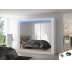 Posuvná skříň se zrcadlem a LED osvětlením CHESTER 250 Bílá+Bílá