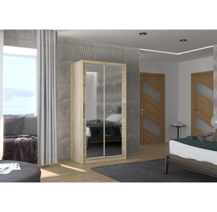 Posuvná skříň se zrcadlem NEVIO 100 Sonoma+Sonoma