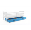 Dětská postel ERYK 80x190 cm se šuplíkem, s matrací, Bílá/Modrá