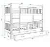 Dětská patrová postel KUBUS se šuplíkem 90x200 cm, bez matrace, Grafit/Bílá