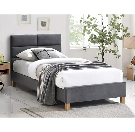 Postel SIERRA Velvet, 90x200 cm, šedý Aksamit 150