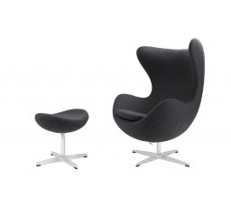 Křeslo Vejce s podnožkou kašmír 41 tmavě šedá Premium