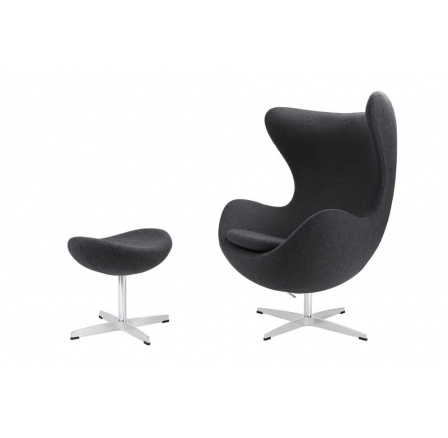 Křeslo Vejce s podnožkou kašmír 41 tmavě šedá Premium