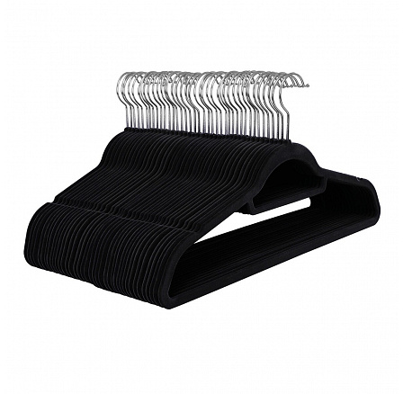 Sametová ramínka, plast, černá, ASR-E1050 BK