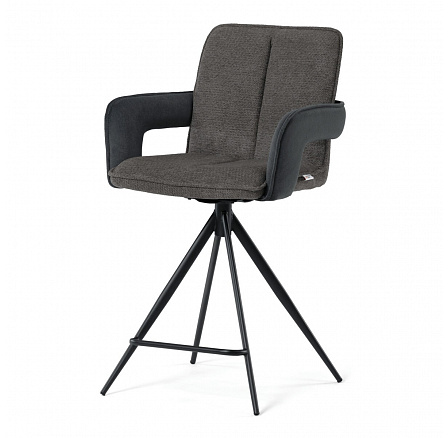 Barová židle otočná 180°, šedá, látka, AUB-F1146 GREY2