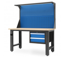 Velký dílenský stůl LOGAN, 1500 x 1700 x 750 mm, antracitově-modrý
