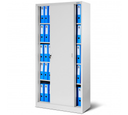 Kancelářská kovová skříň s posuvnými dveřmi KUBA, 900 x 1850 x 400 mm, šedá