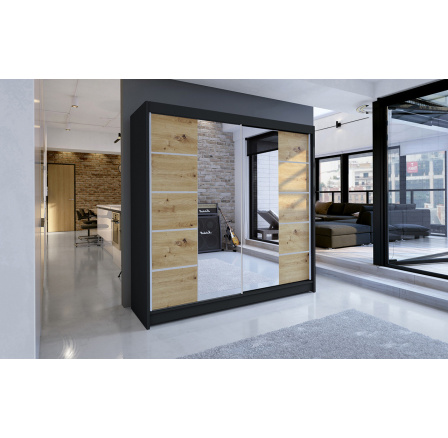 Šatní skříň TAISA V 180, Černá/Dub artisan Šatní skříň TAISA V 180, Černá/Dub artisan