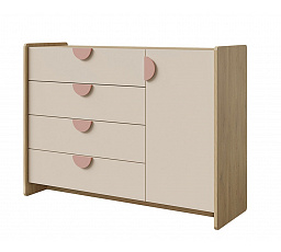 Komoda Leya R9 dub cremona/macadamia/pudrová růžová