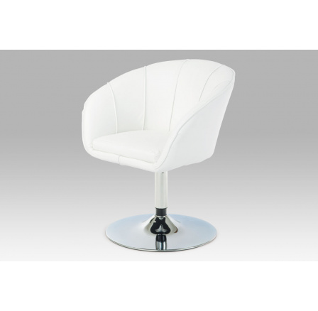 Konferenční křeslo, potah bílá ekokůže, kovová chromovaná noha, otočné Konferenční křeslo, potah bílá ekokůže, kovová chromovaná noha, otočné