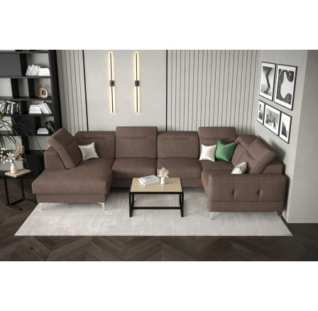 Rohová sedací souprava MALIBU MAX II 180x350x182 cm - hnědá , pravá strana