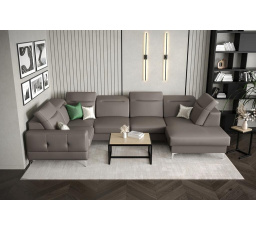 Rohová sedací souprava MALIBU MAX II 180x350x182 cm přírodní kůže - Šedá kůže, Levá strana