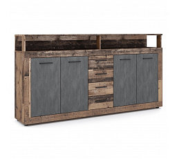 Komoda BLAGO 190 cm Tmavý Dub/Černá