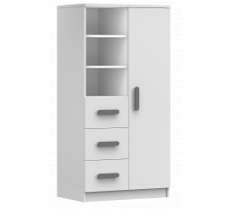 Regál 80 3S1D SMYK I - 05, Bílá Mat/Bílá/Šedá