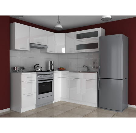 Rohová kuchyňská linka Tajsa bílá LESK Rohová kuchyňská linka Tajsa bílá LESK