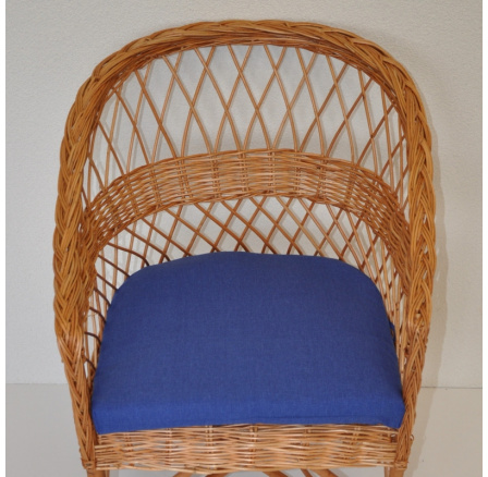 Polstr na křeslo z vrbového proutí - látka tmavě modrý melír Polstr na křeslo z vrbového proutí - látka tmavě modrý melír