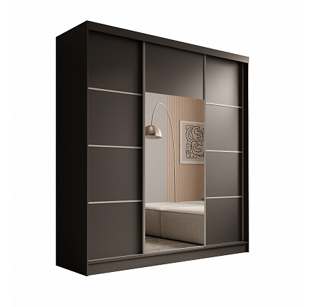 Šatní skříň Keri 200 Černá+Stříbrná