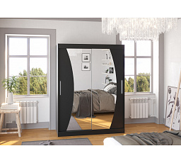 Posuvná skříň se zrcadlem MODESTO 150 Černá+Černá