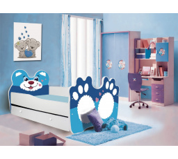 Postel s matrací a zásuvkou BEAR BLUE 160x80 Modrá