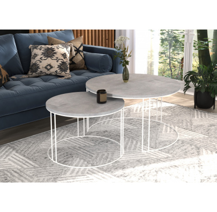 Konferenční stolek 2v1 ETTA Bílý+Beton