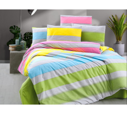 Povlečení krep 140x200, 70x90cm Rainbow color nitěný knoflík