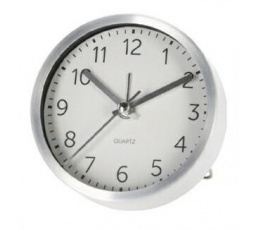 Budík Quazi stříbrný 9 cm