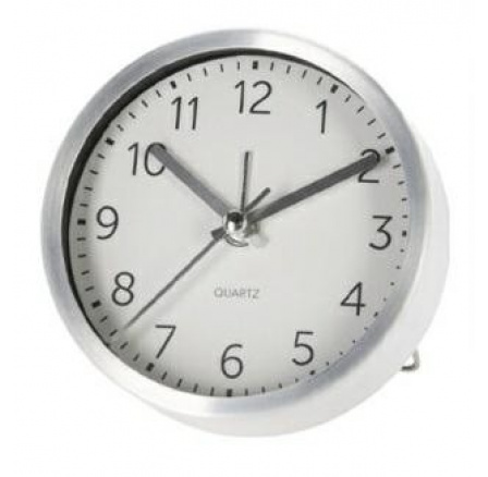 Budík Quazi stříbrný 9 cm