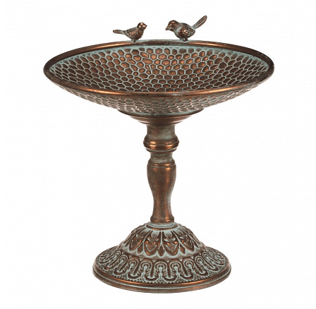 Stojan kovový - 29 cm, aranžovací, s ptáčky, měděný