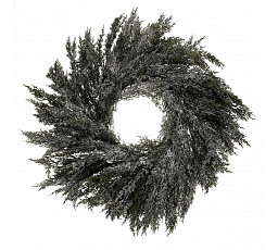 Věnec z túje - umělý, pr. 70 cm, zelený, ojíněný