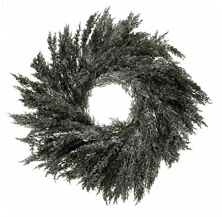 Věnec z túje - umělý, pr. 70 cm, zelený, ojíněný