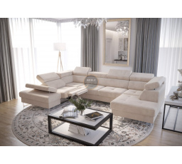 Rohová sedací souprava GALAXY MAX II , relax s funkcí spaní 215x350x170 - béžová, levá