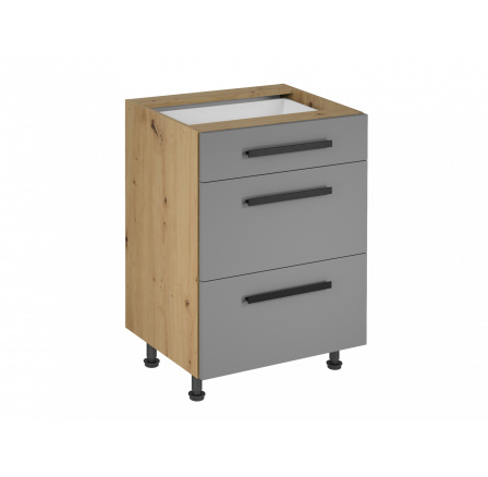 Kuchyňská dolní skříňka Langen D60S3, béžová/dub artisan Kuchyňská dolní skříňka Langen D60S3, béžová/dub artisan