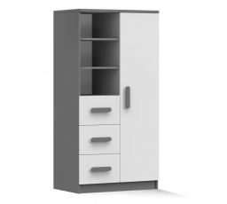 Regál 80 3S1D SMYK II - 05, Šedá/Bílá/Šedá