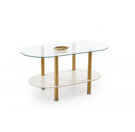 Konferenční stolek DUCAT, efekt bílého mramoru / zlatá