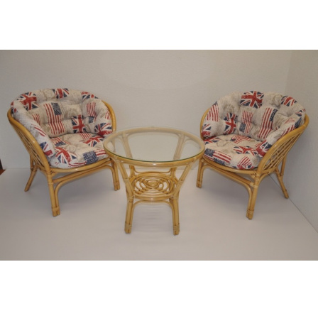 Ratanová sedací souprava Bahama malá medová polstr MAXI vlajky Ratanová sedací souprava Bahama malá medová polstr MAXI vlajky