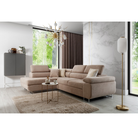 Moderní Rohová sedací souprava Annabelle do obývacího pokoje Crown 2 Beige  Strana levá