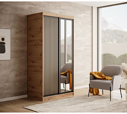 Šatní skříň s posuvnými dveřmi Delia 100 Artisan+Černá