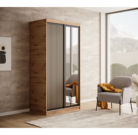 Šatní skříň s posuvnými dveřmi Delia 100 Artisan+Černá