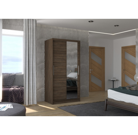 Posuvná skříň se zrcadlem BAROS 100 Choco+Choco