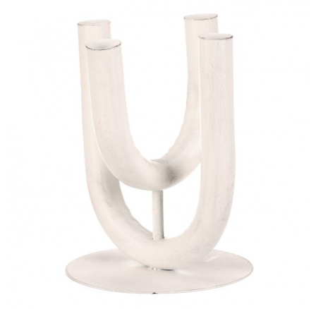 Svícen kovový - čtyřramenný, na kónické svíčky, bílý