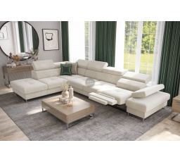 Rohová sedací souprava GALAXY , relax s funkcí spaní 225X350 cm - béžová, levá
