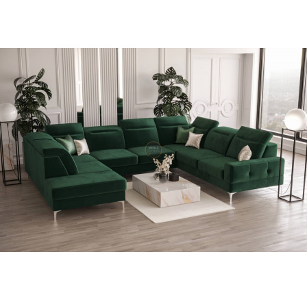 Rohová sedací souprava MALIBU MAX I 260x350x220 cm - zelená , pravá strana