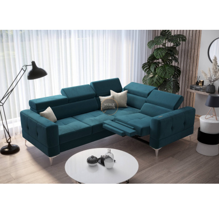 Rohová sedací souprava TOSCANIA , relax s funkcí spaní 185x250 - modrá, pravá