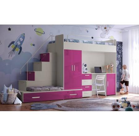 Vyvýšená postel PARADISE 5, Kašmír Růžová lesk