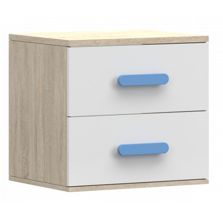 Noční stolek SMYK III - 22, Dub Sonoma/Bílá/Modrá