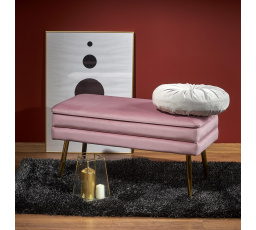 Taburet VELVA, růžová/zlatá