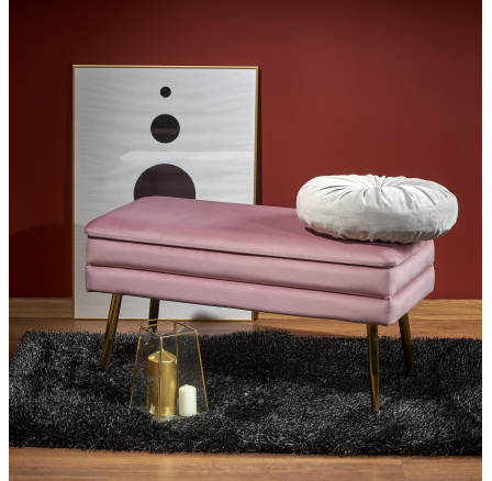 Taburet VELVA, růžová/zlatá