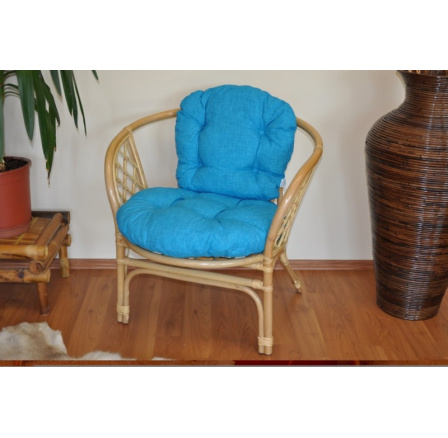 Ratanové křeslo Bahama medové polstr tyrkysový melír