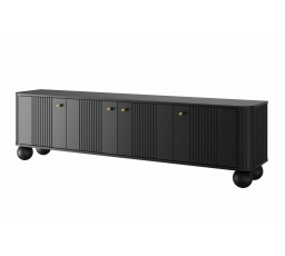 TV komoda VESPER 4D, Černá/Zlaté úchyty/kulaté nohy